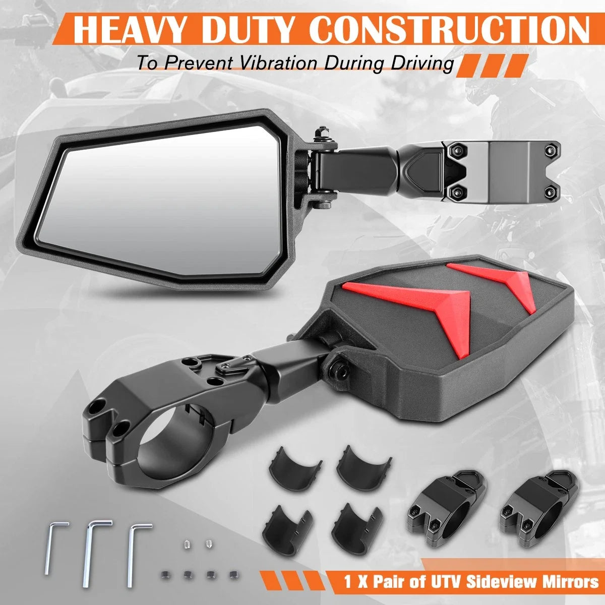 Universal UTV Side View Mirrors with Clamp for Roll Cage