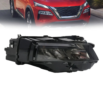 LED Headlight for Nissan Rogue S (2021–2023) - Passenger Side, Black Trim