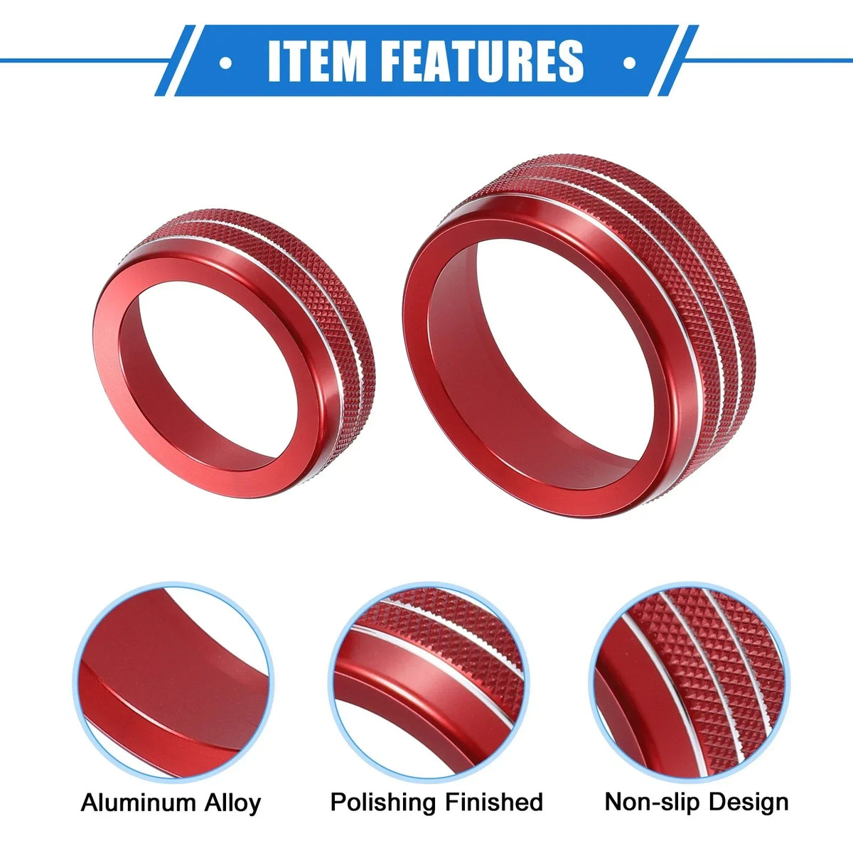 Set of 3 AC Audio Volume Tune Knob Rings for Dodge Dart 2012-2018