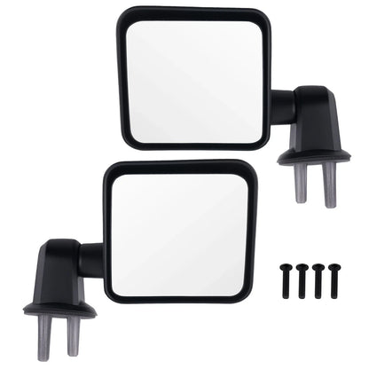 Pair of Manual Side Mirrors in Black for Jeep Wrangler Unlimited 2007-2017