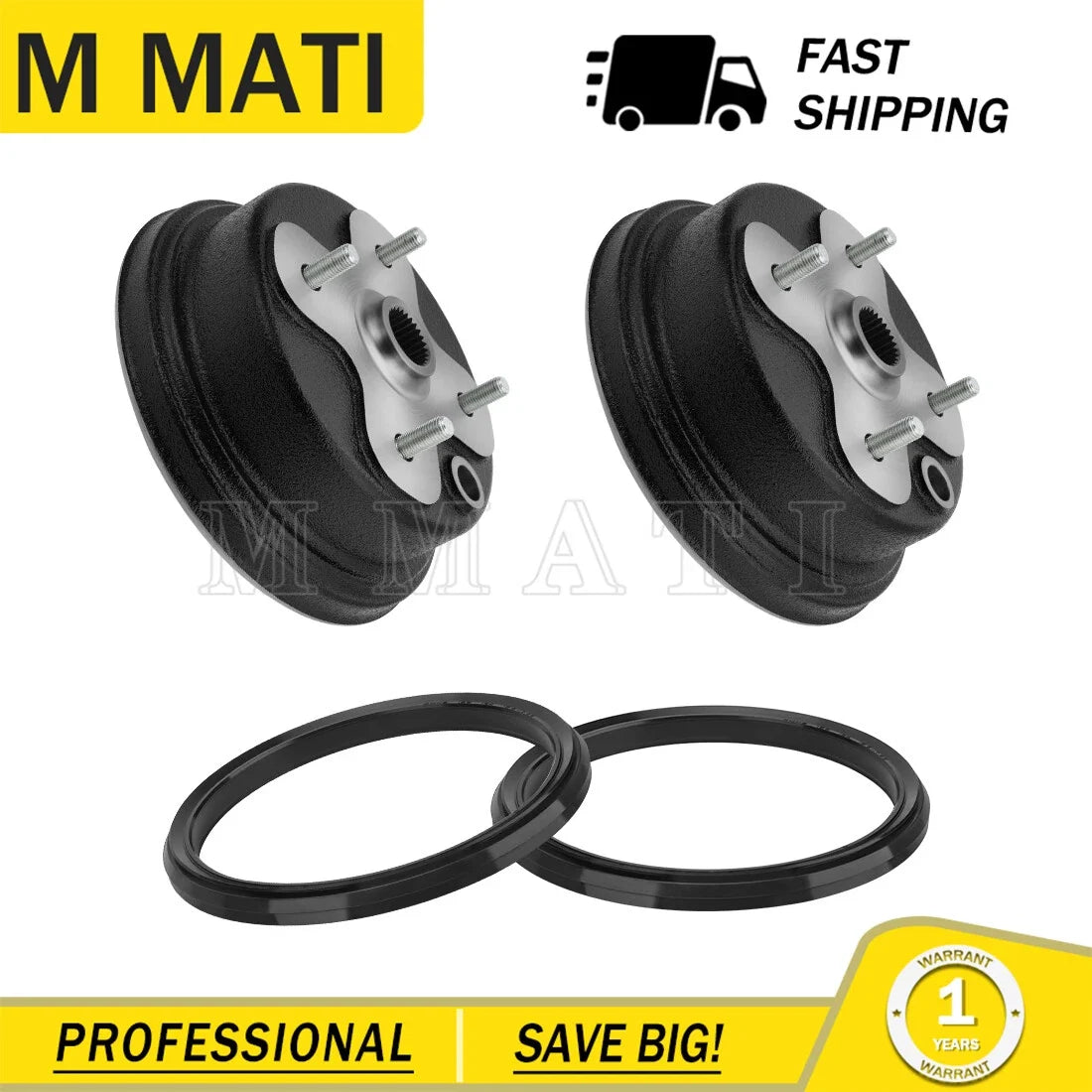 2X Front Brake Drum and Dust Seal for Yamaha Big Bear 350 1989-1998