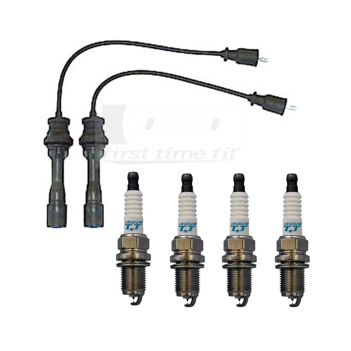 Denso Wire Set & 4 Iridium Spark Plugs for Protege LX DX (1999)
