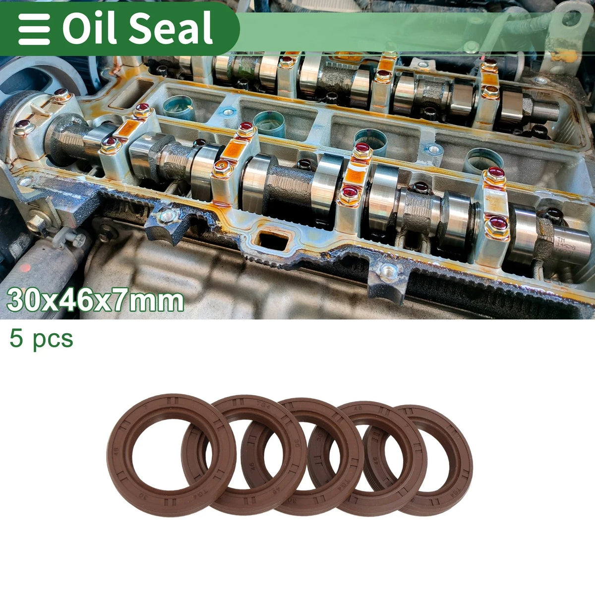 Oil Seal FKM Rubber 30x46x7mm for Various Models (5 Pcs)