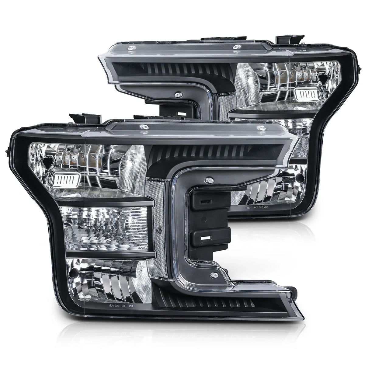 Halogen Black Clear Corner Headlights for Ford F150 (2018–2020) - Pair