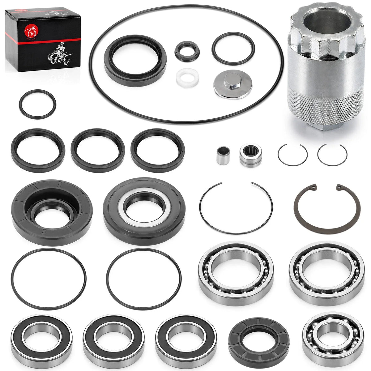 Rear Differential Seal and Bearing Kit w/Nut Tool for Honda Recon 250 2002-2023