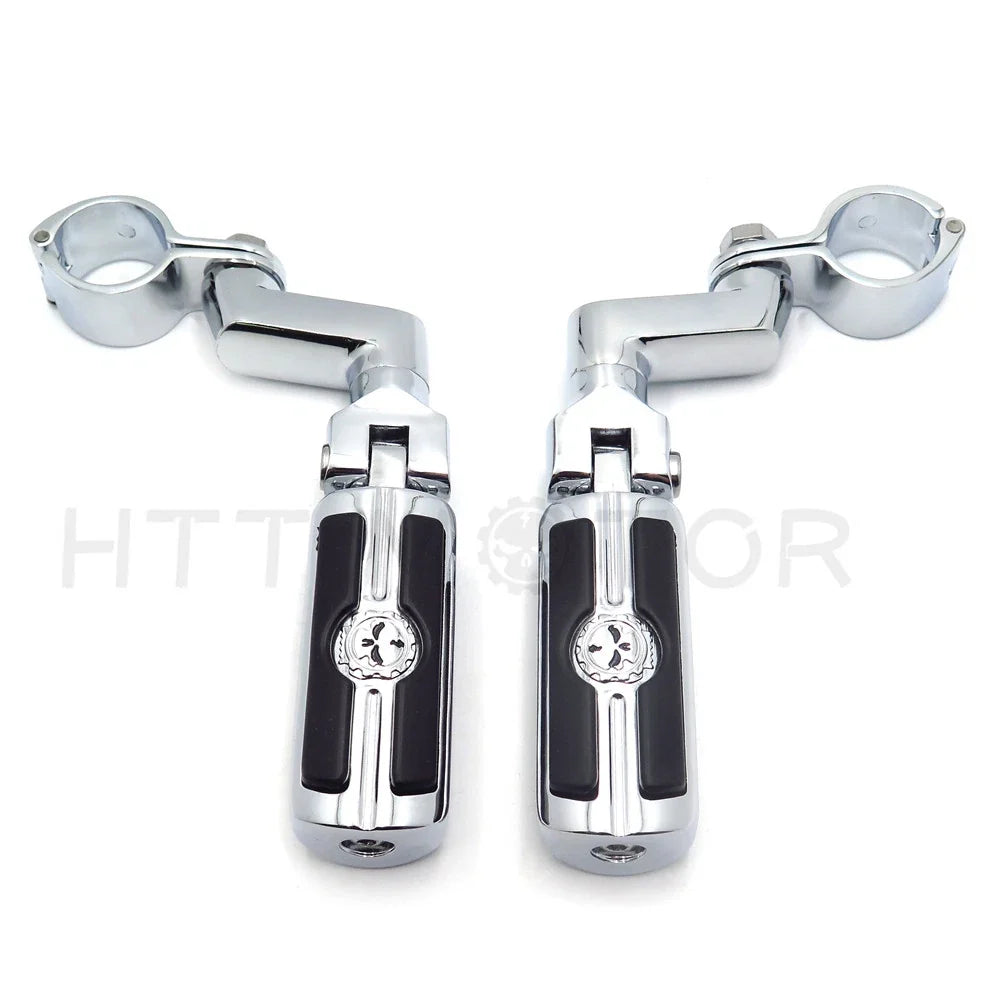 Gear Skull Foot Peg Mount for Harley (1.5" Engine Guard Crash Bar)