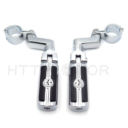 Gear Skull Foot Peg Mount for Harley (1.5" Engine Guard Crash Bar)