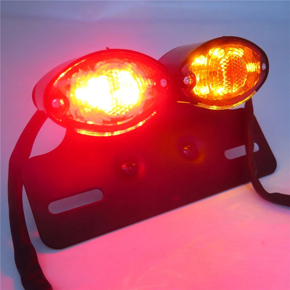 Tail Light with Turn Signal & Brake License Plate for Custom Motorcycle