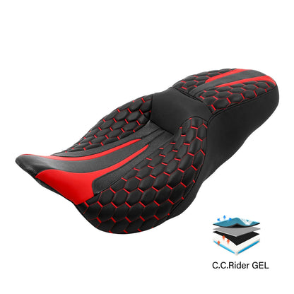 Gel Seat for Harley Touring (2009–2023) Street Glide Black Red