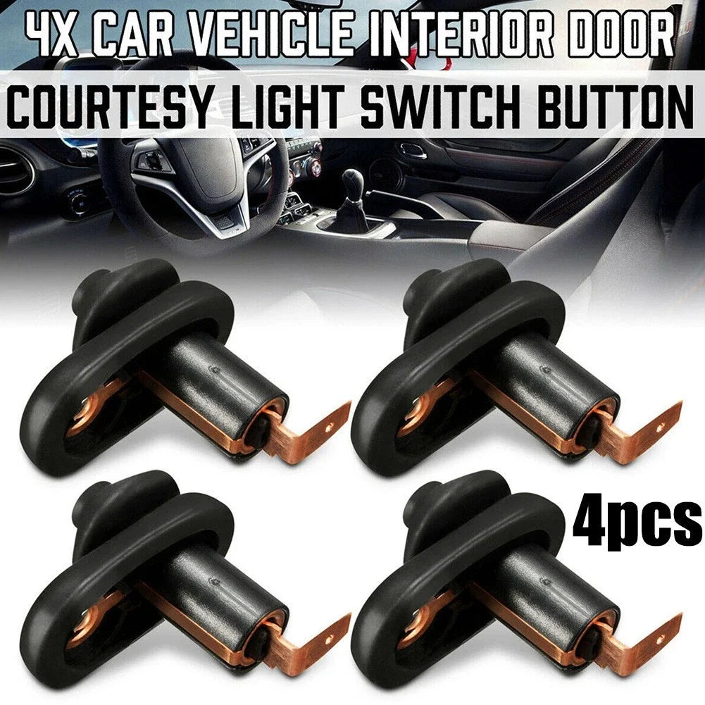 Interior Door Light Switch Button Set of 4 (Metal, Plastic)