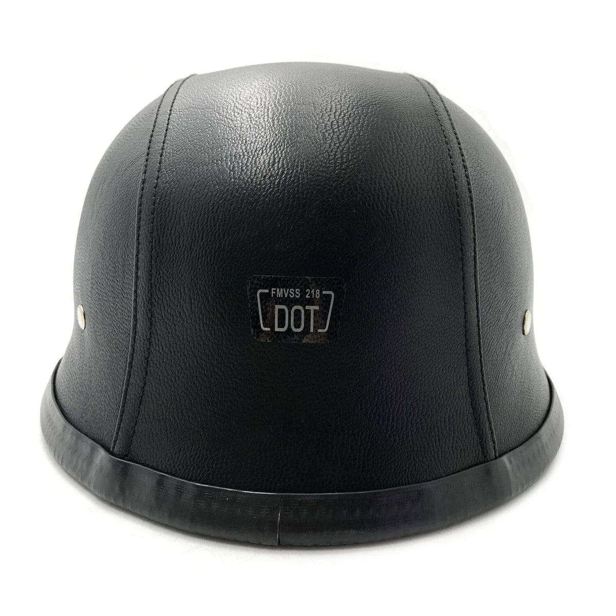 Motorcycle Half Face Helmet - Black Leather, XL, DOT Approved