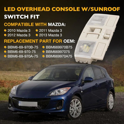 Sunroof Switch Overhead Console w/ LED Light for Mazda 3 2010-2013