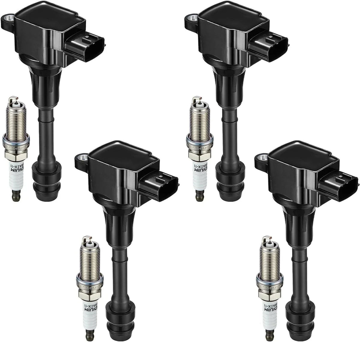 4-Piece Set of Spark Plugs and Ignition Coils for Pontiac 6000 1987-1991