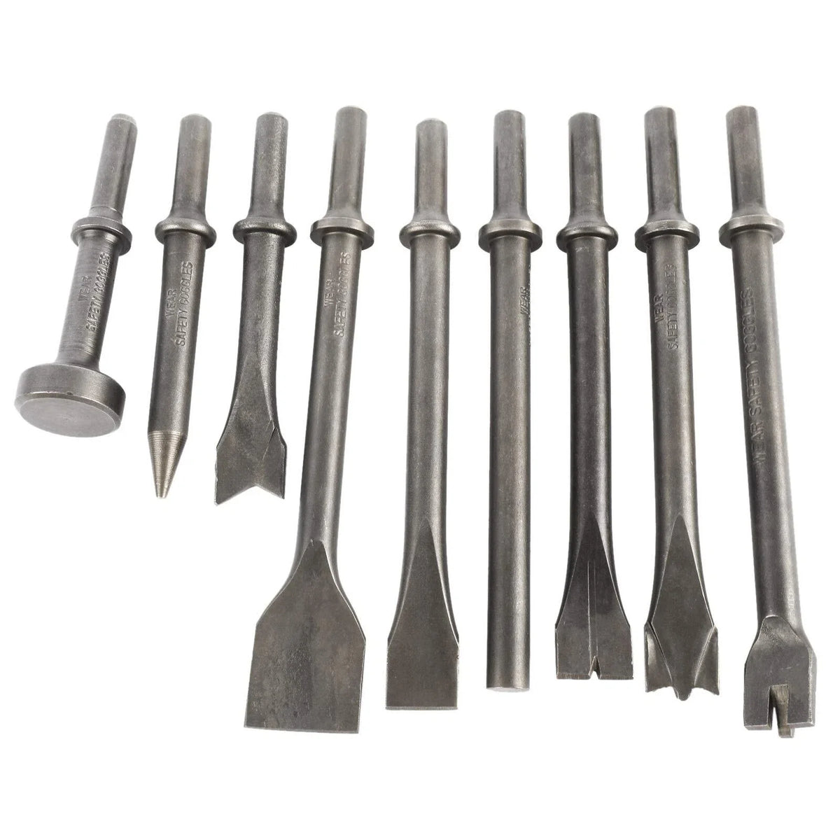 Air Hammer Chisel Set 9Pcs - 0.39In Shank Included