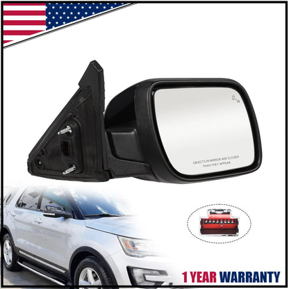 Passenger Mirror with Blind Spot and Puddle Lamp for Ford Explorer 2016-2019