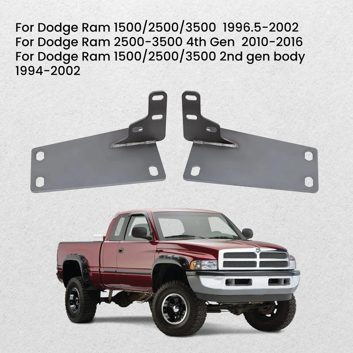 Bumper Conversion Brackets Pair for Dodge Ram 1500/2500 (1994–2001 to 2002–2008)