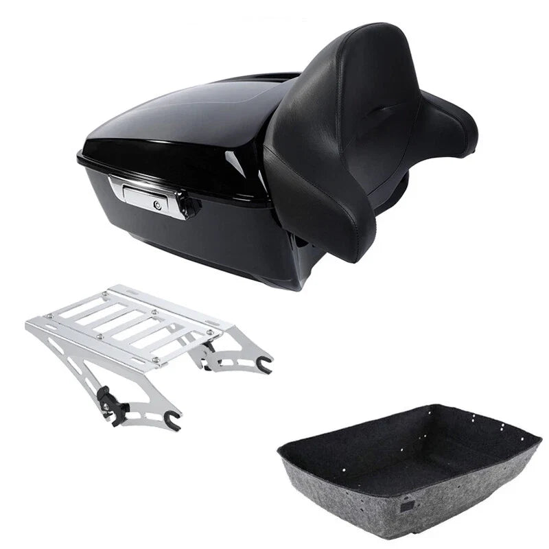 Trunk Backrest with Chrome Mount Rack for Harley Road Glide 2014-2026