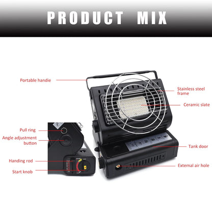 Camping Stove Butane LP Gas Ceramic Heater Burner - Universal Use