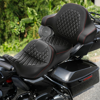 Backrest Pad - Black and Red for 2014-2023 Harley Touring Models