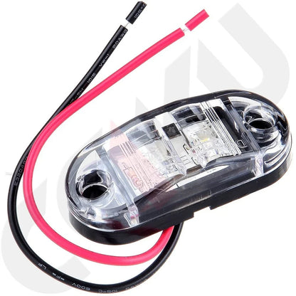 LED Light 2 Diode Clearance Side Marker - 2X Clear/White Universal