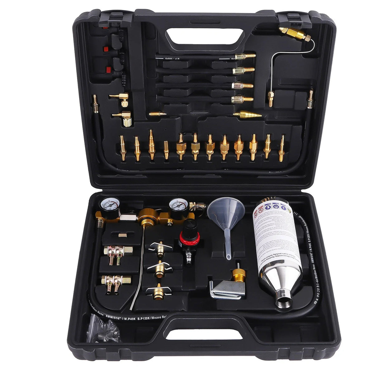 Fuel Injector Cleaning Tool Set for Petrol Cars (Includes Case & Adapters)