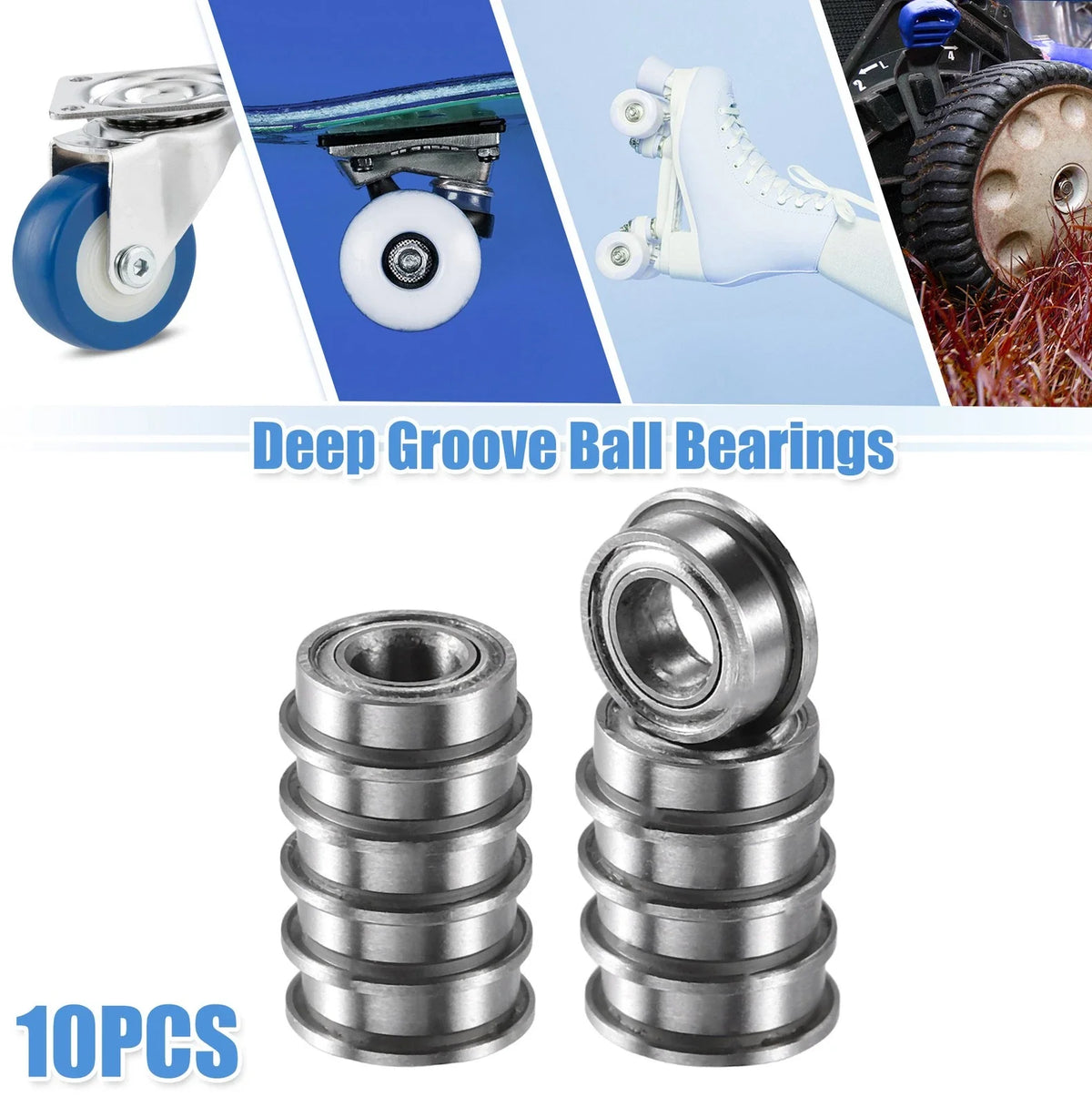 10 Pcs MF84ZZ Double Metal Shield Flanged Ball Bearings for Various Models