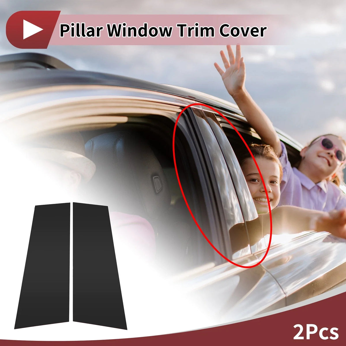 2 Pcs Car Door Pillar Window Trim for Volkswagen CC (2009–2018) Black