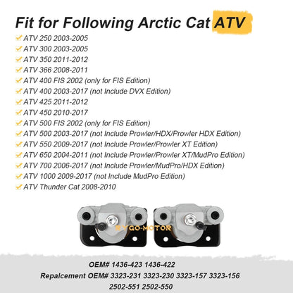 Left/Right Front Brake Caliper w/Pads for Arctic Cat ATV 650 (2004–2011)