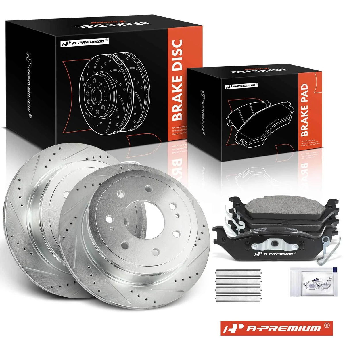 Rear Drilled Brake Rotors & Pads for Ford F-150 Lincoln Mark LT (2004–2008)