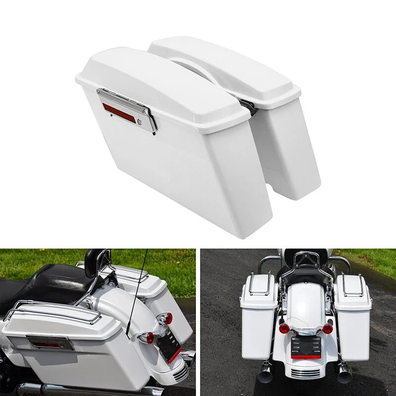 White Saddlebags Hard for Harley Electra Glide 1994-2013