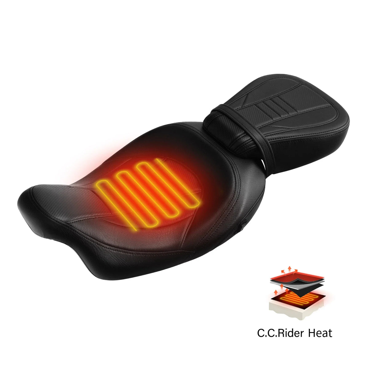 Heated Seats in Black for Harley Road Glide Electra 2009-2023
