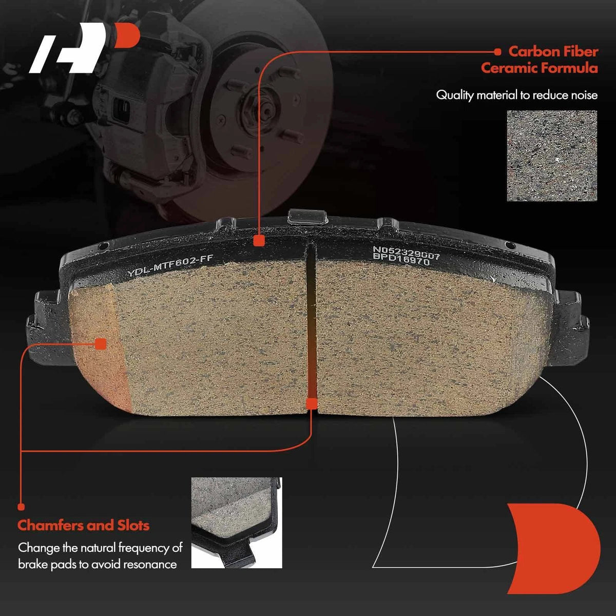 Ceramic Front Brake Pads Set for Honda Civic (2017 to 2020) - 4 Pads