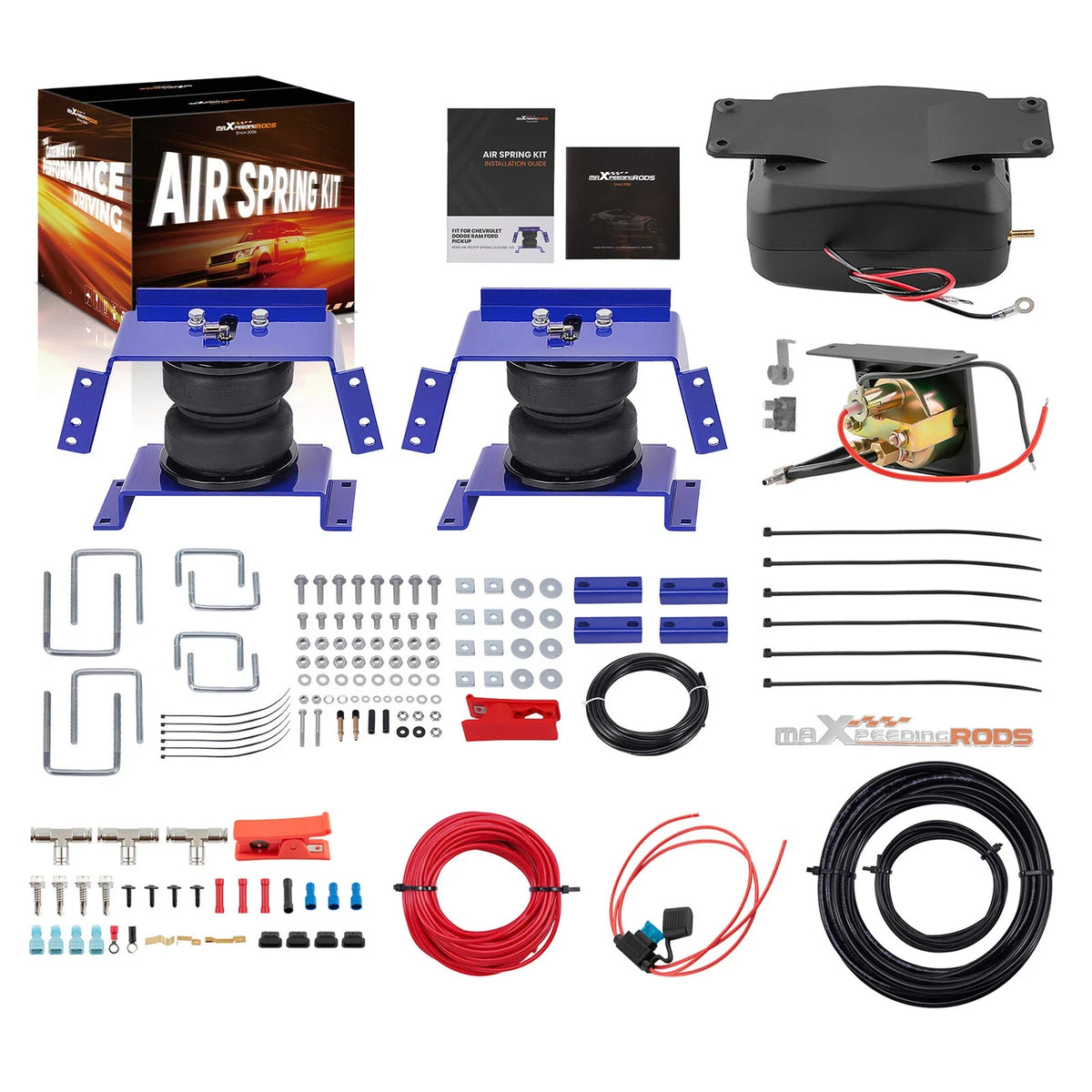 Air Spring Bags with Controller Kit for Chevy Dodge Ford GMC Pickup