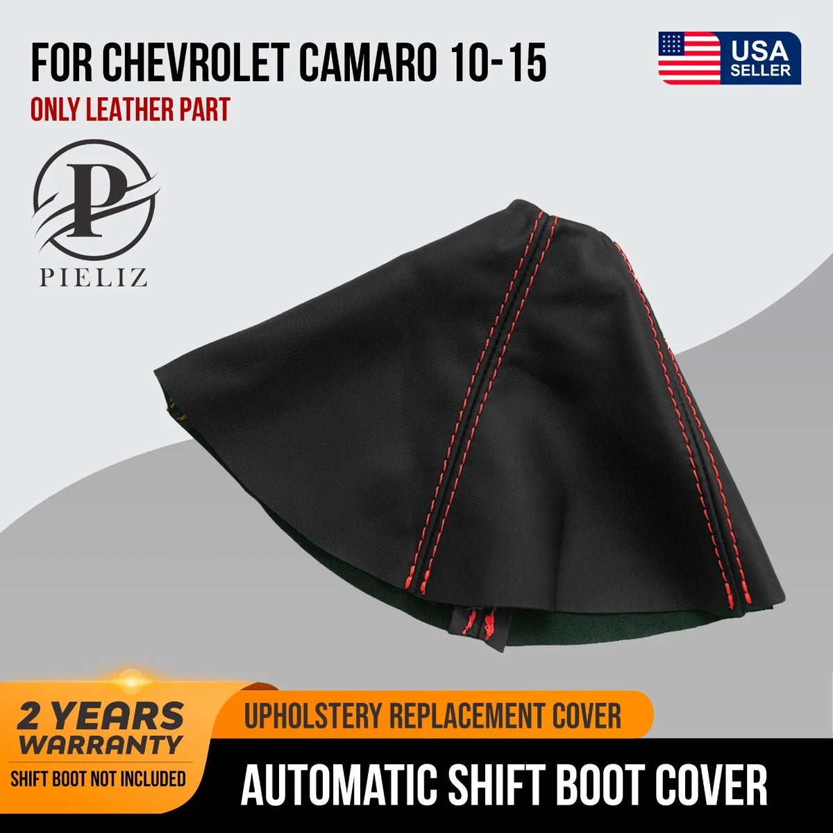 Shift Boot for Chevrolet Camaro (2010–2015) Red Stitch PVC Leather