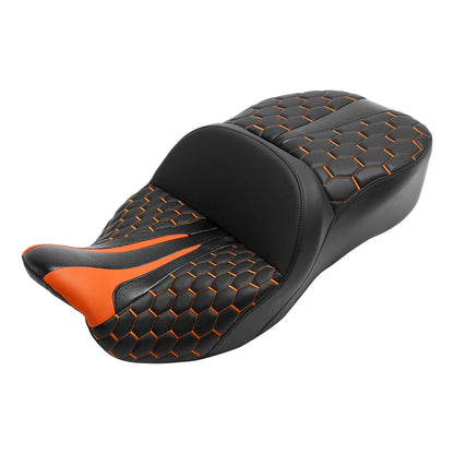Driver and Passenger Seat in Black Orange for Harley Electra Glide 2009-2023