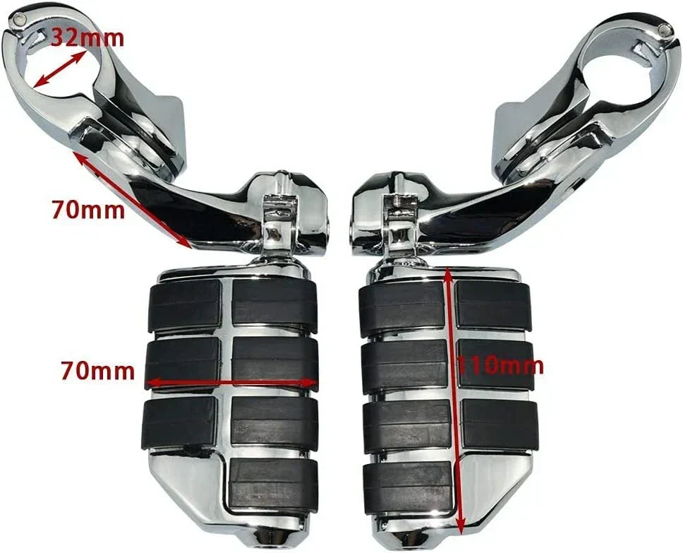 Chrome Foot Pegs - Fits 1.25" Bars for Harley Motorcycles