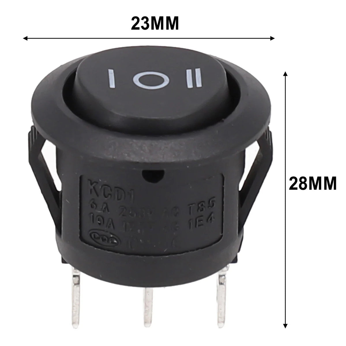 On/Off/On Rocker Switch AC 250V/6A 125V/10A Black