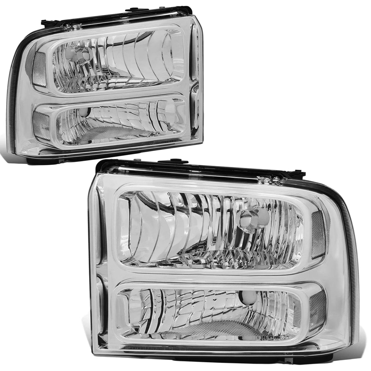 Chrome Clear Corner Headlight, Bumper, Smoked LED Fog Light Kit for Ford Super Duty (2005–2007)