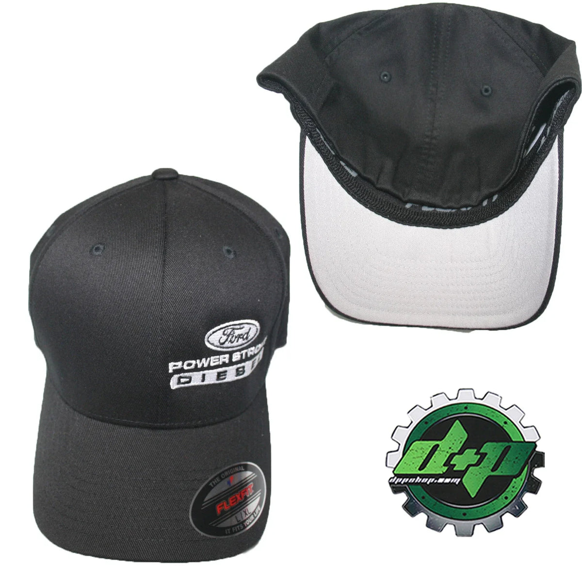 Powerstroke Hat for Ford (Fitted Flex Fit, Black, S/M)