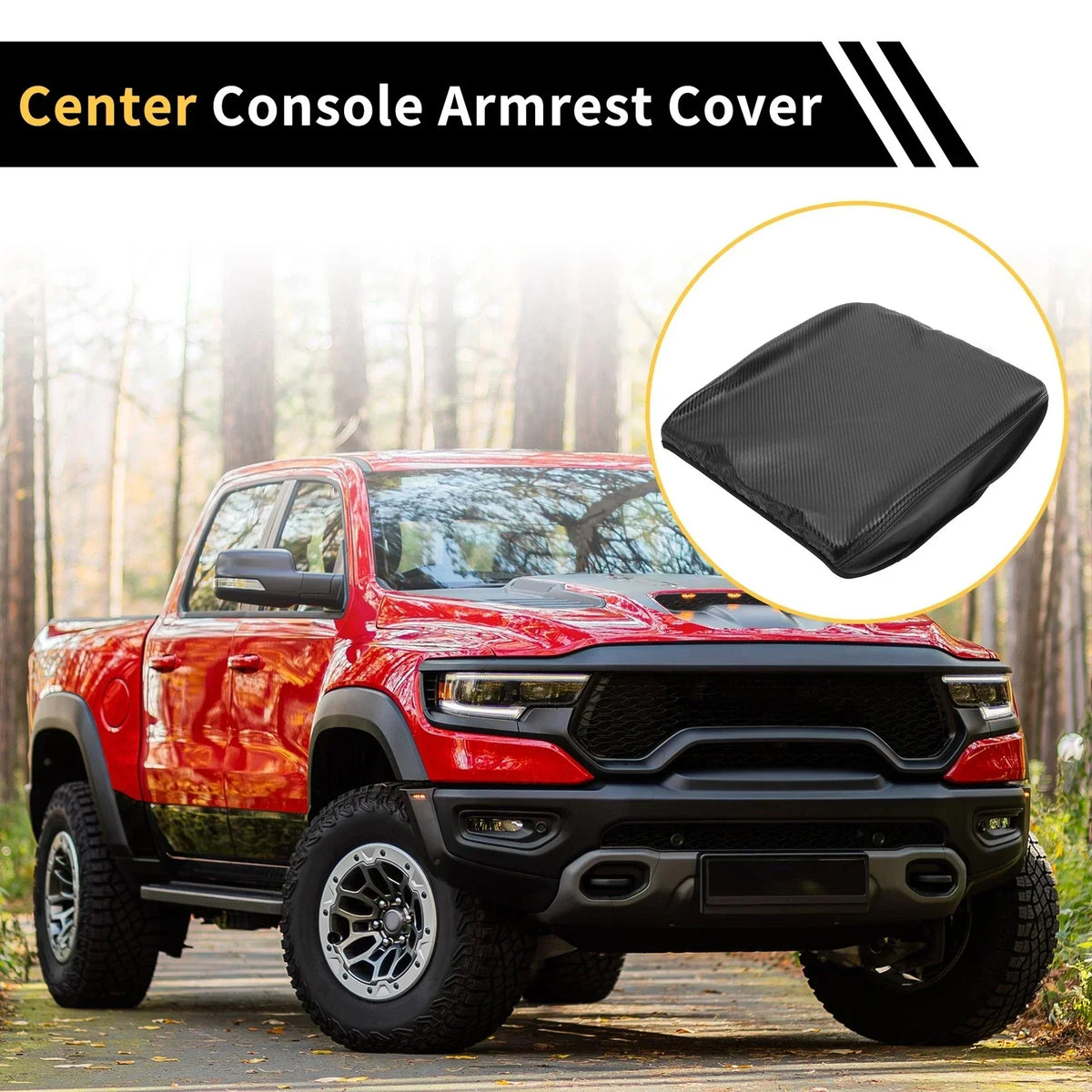 Microfiber Leather & Carbon Fiber Armrest Cover for Dodge Ram
