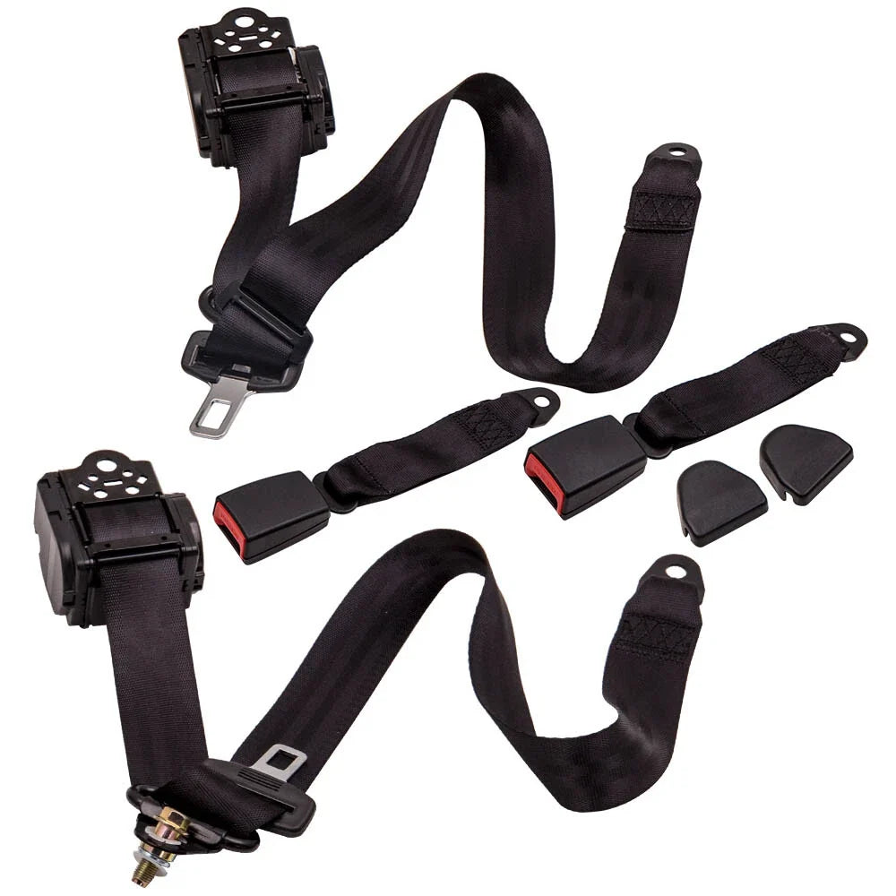 2X Adjustable Retractable 3 Point Safety Seat Belt Straps for Car Truck