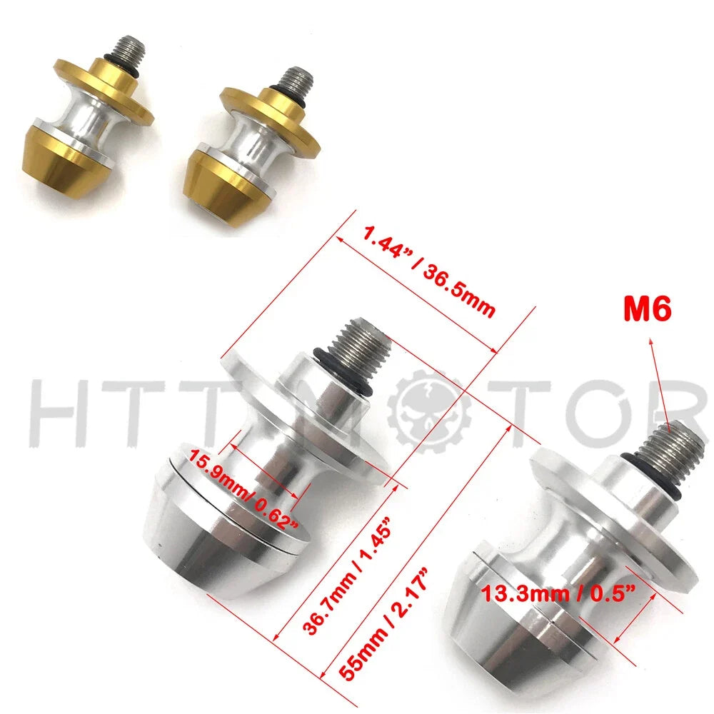 2X CNC Swingarm Spools Sliders for Universal Motorcycle 6MM Gold