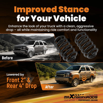 2" Front & 4" Rear Suspension Drop Kit for Chevrolet Tahoe 2007–2014
