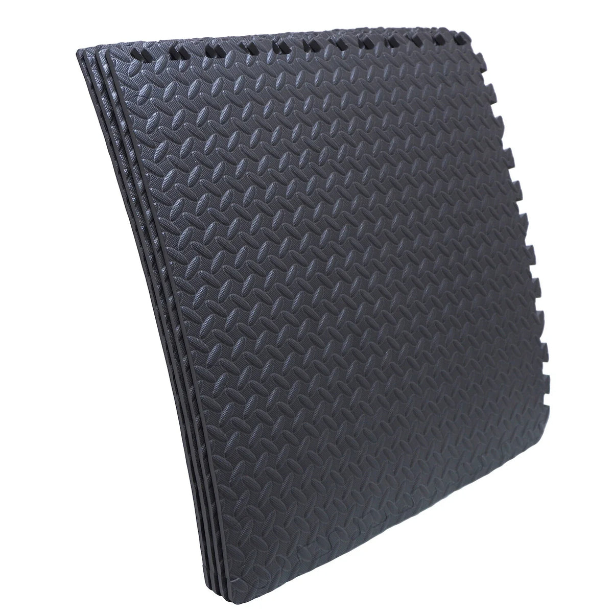Interlocking EVA Foam Exercise Mat Tiles - Black for Gym Use