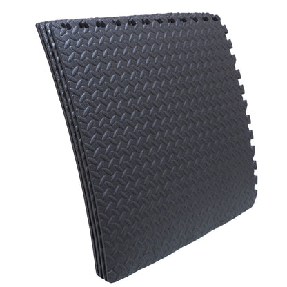 Interlocking EVA Foam Exercise Mat Tiles - Black for Gym Use