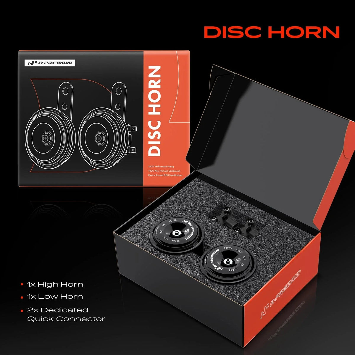 Metal Disc Horns (Black) for Honda Civic CR-V - 2 Pieces