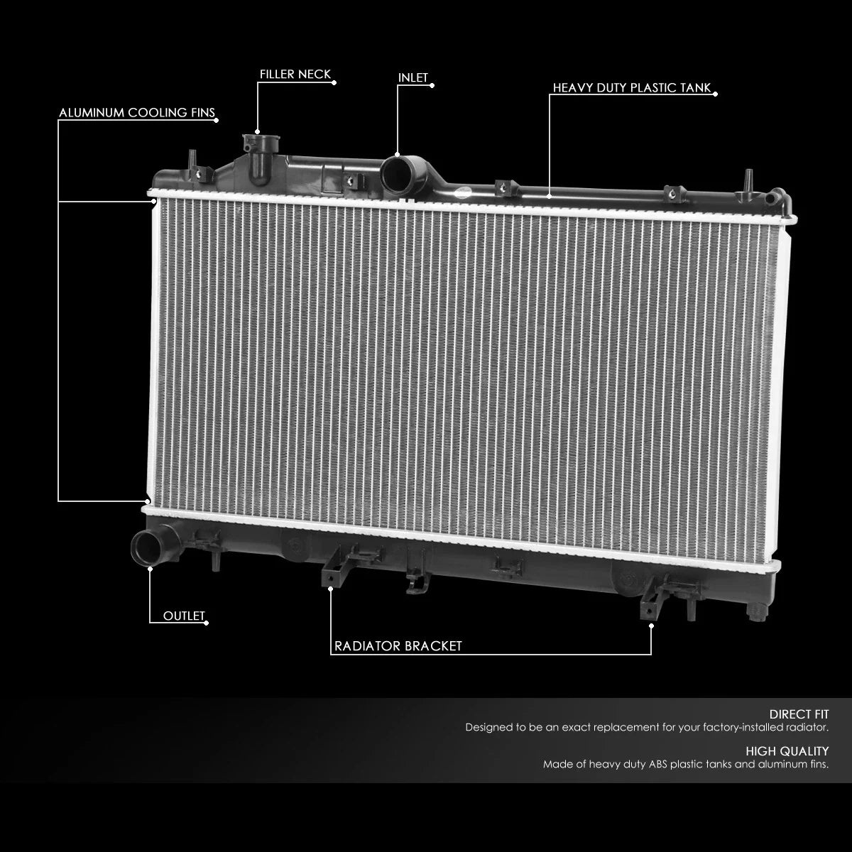 Aluminum Core Radiator for Subaru Impreza/WRX 2.5L Turbo (2008–2014) DPI 13091