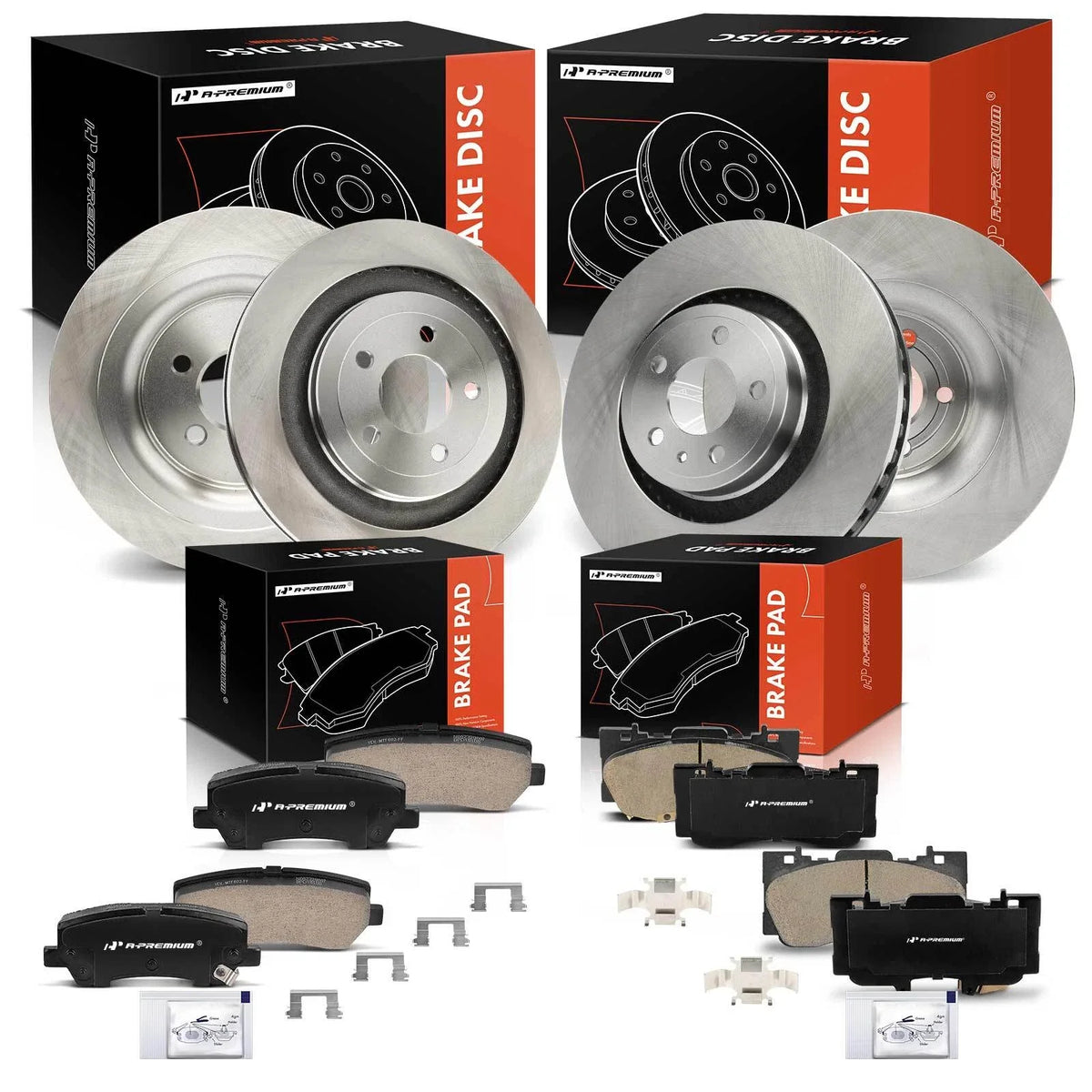 Front & Rear Disc Brake Rotors & Ceramic Pads for Ford Mustang (2015–2020)