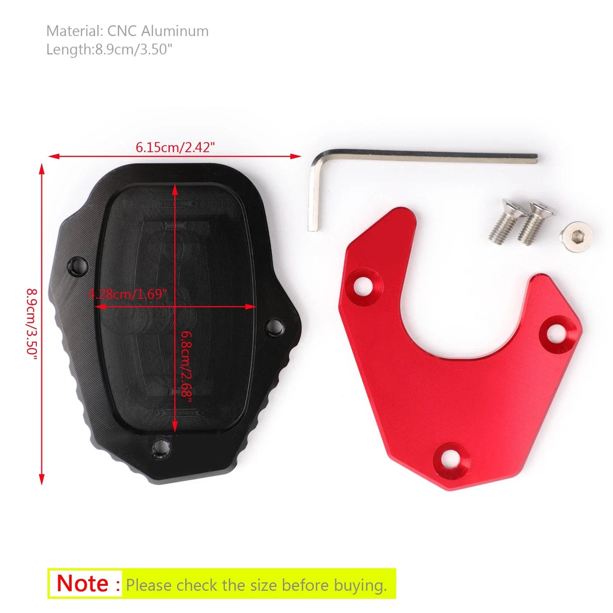 1X Kickstand Sidestand Extension Pad for Honda CRF250 Rally (2017–2018) Red