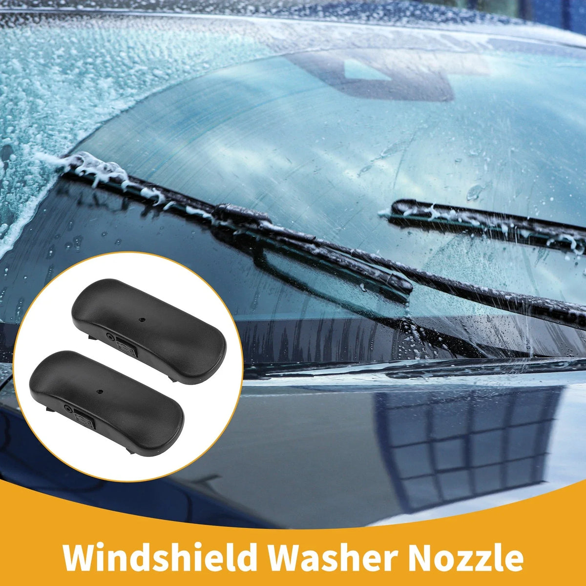 Set of 2 Front Windshield Washer Nozzles for Audi A8 S8 (2015–2020) Black